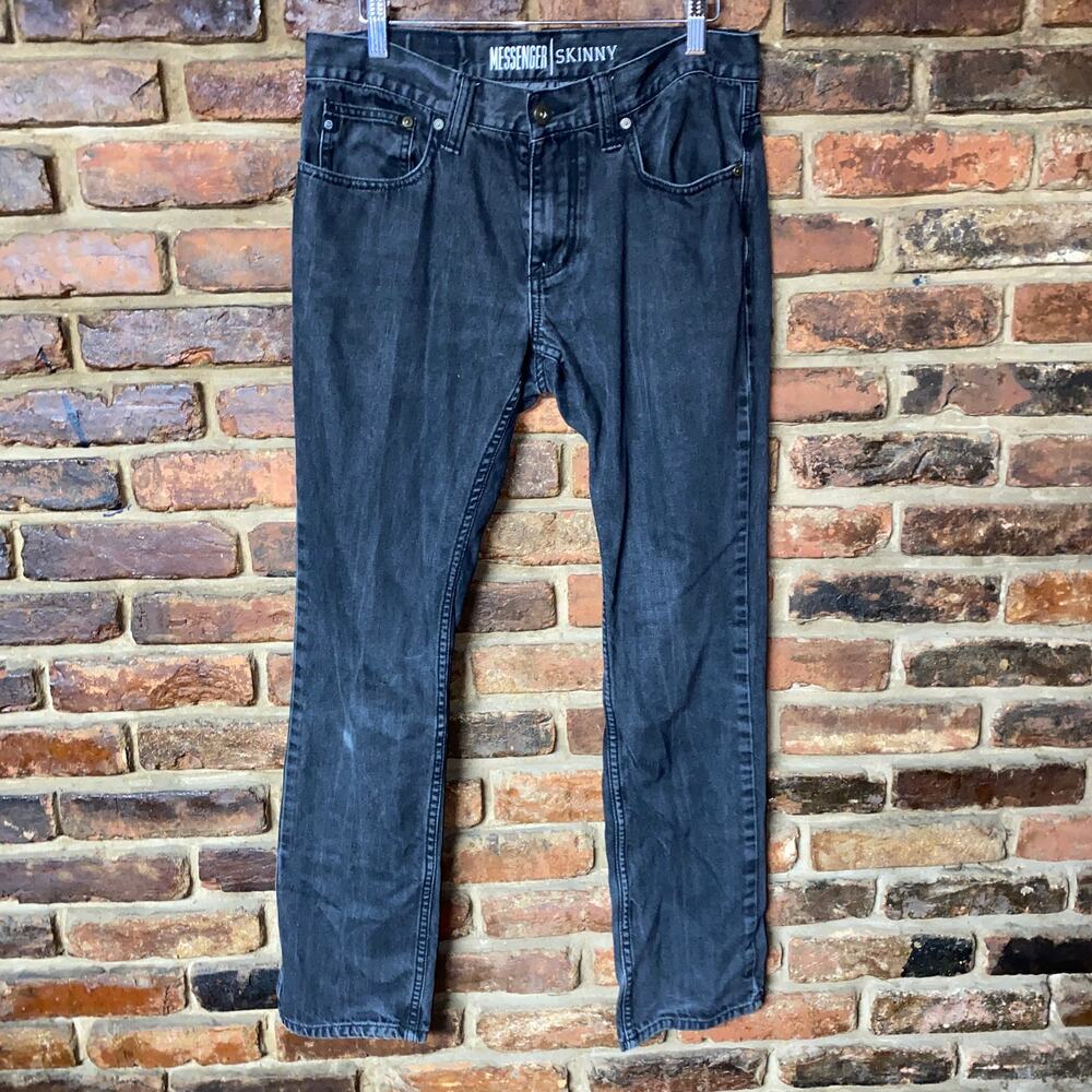 Freeworld Gray Black Denim Messenger Skinny Jeans Men's Size 31x30